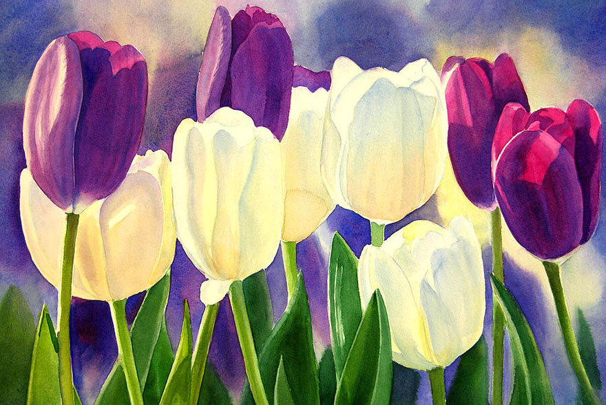 Purple And White Tulips by Sharon Freeman Poesia - Poesia Infinita - por J.B.G